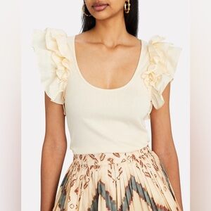Ulla Johnson Koa Ruffled sleeveless tank Top Cream NWT size Small